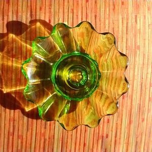 Vintage brilliant green glasss candle holders